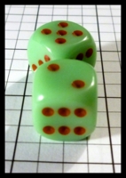 Dice : Dice - 6D Pipped - Green with Red Pips - Hairy Tarantula Mar 2014